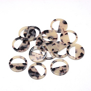 Cellulose Acetate(Resin) Pendants, Tortoiseshell Pattern, Flat Round, Antique White, 28.5x28.5x2.5mm, Hole: 1.5mm(X-KY-S134-A304)