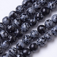 Natural Snowflake Obsidian Beads Strands, Round, 8mm, Hole: 1mm, about 51pcs/strand, 15.3 inch(G-D855-11-8mm)
