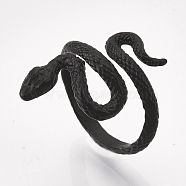 Electrophoresis Alloy Cuff Finger Rings, Snake, Black, Size 8, 18mm(RJEW-S038-192A)