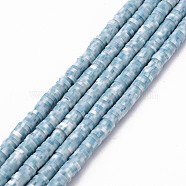 Handmade Polymer Clay Bead Strands, Heishi Beads, for DIY Jewelry Crafts Supplies, Disc/Flat Round, Light Blue, 4x0.5~1mm, Hole: 0.9mm, about 320~450pcs/strand, 15.35 inch~16.92 inch(39~43cm)(CLAY-S094-4mm-A10)