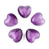Transparent Spray Painted Glass Beads, Heart, Purple, 12x12x5.5mm, hole: 0.9~1mm(GLAA-N035-030-C06)
