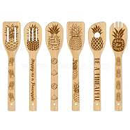 6Pcs Bamboo Spoons & Knifes & Forks, Flatware for Dessert, Pineapple Pattern, 60x300mm, 6 style, 1pc/style, 6pcs/set(AJEW-WH0411-002)