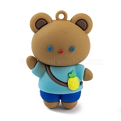 Doll PVC Plastic Pendants, Bear, 49.5x33.5x23.5mm, Hole: 3mm(KY-S172-15E)