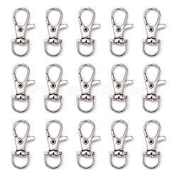 Platinum Plated Alloy Lobster Swivel Clasps For Key Ring, Platinum, 37x15.5x5mm, Hole: 7x8mm(PALLOY-E385-15P)