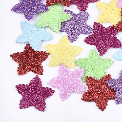 Non Woven Fabric Costume Accessories, with Glitter Powder, Star, Mixed Color, 19x20x1mm(X-FIND-T038-06)