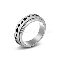 Non-Tarnish Stainless Steel Rotating Finger Ring, Fidget Spinner Ring for Calming Worry Meditation, Heart, US Size 10(19.8mm)(PW-WG33260-68)