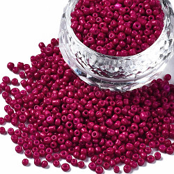 Glass Seed Beads, Baking Paint, Round Hole, Round, Medium Violet Red, 2~3x1.5~2mm, Hole: 0.8mm, about 450g/Pound(SEED-S060-A-F451)