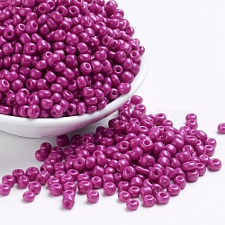 Baking Paint Glass Seed Beads, Magenta, 6/0, 4~5x3~4mm, Hole: 1~2mm, about 500pcs/50g, 50g/bag, 18bags/2pounds(SEED-US0003-4mm-K21)