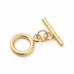Rack Plating Eco-Friendly Brass Toggle Clasps, Long-Lasting Plated, Lead Free & Cadmium Free, Ring, Real 18K Gold Plated, Ring: 14x10x2mm, Hole: 3mm, Bar: 14x6x2mm, Hole: 2mm(KK-K165-33)