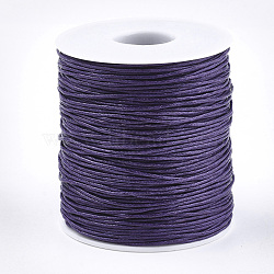 Waxed Cotton Thread Cords, Medium Purple, 1mm, about 10.93 yards(10m)/roll(YC-R003-1.0mm-10m-192)