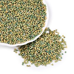 Picasso Glass Seed Beads, Round Hole, Rondelle, Light Khaki, 2~2.5x1.5~2mm, Hole: 0.7~0.8mm, about 36000pcs/pound(GL-N001-01A-03)
