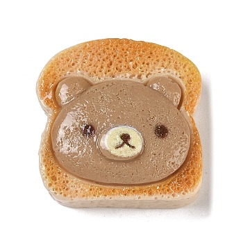 Opaque Resin Imitation Food Decoden Cabochons, Bread, Bear, 18.5x18.9x9mm