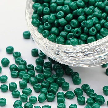 Baking Paint Glass Seed Beads, Teal, 6/0, 4~5x3~4mm, Hole: 1~2mm, about 500pcs/50g, 50g/bag, 18bags/2pounds