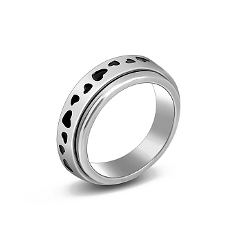 Stainless Steel Rotating Finger Ring, Fidget Spinner Ring for Calming Worry Meditation, Heart, US Size 10(19.8mm)