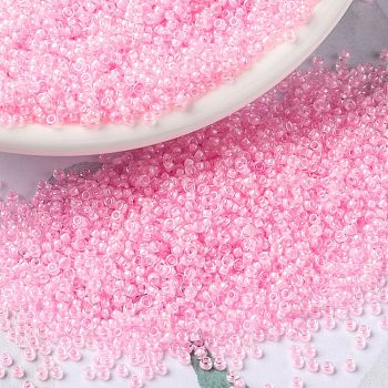 MIYUKI Round Rocailles Beads, Japanese Seed Beads, 15/0, (RR207) Pink Lined Crystal, 1.5mm, Hole: 0.7mm, about 5555pcs/10g