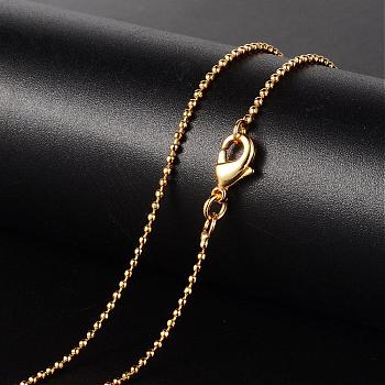 Brass Necklaces, Ball Chain, Faceted, with Lobster Clasp, Golden, 18.11 inch(46cm), 1.2mm
