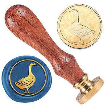 Wax Seal Stamp Set, Sealing Wax Stamp Solid Brass Head,  Wood Handle Retro Brass Stamp Kit Removable, for Envelopes Invitations, Gift Card, Duck, 83x22mm, Stamps: 25x14.5mm
