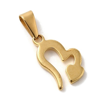 Vacuum Plating 304 Stainless Steel Pendants, Heart Charm, Golden, 17.5x12x2mm, Hole: 3x7.5mm