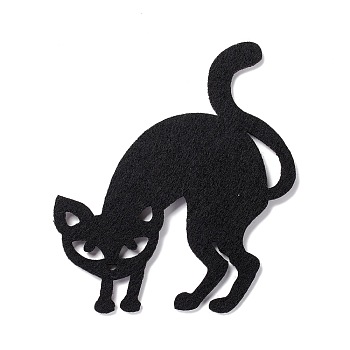 Wool Felt Cat Party Decorations, Halloween Themed Display Decorations, for Decorative Tree, Banner, Garland, Black, 91x102x2mm