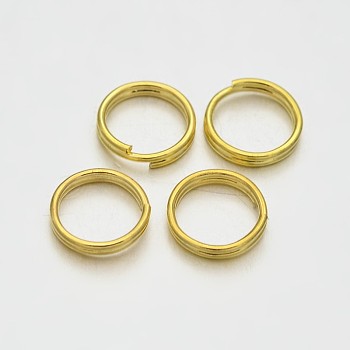Brass Split Rings, Double Loops Jump Rings, Golden, 8mm, Hole: 1mm, about 7mm inner diameter, about 3180pcs/500g