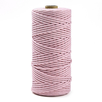 Cotton String Threads, Macrame Cord, Decorative String Threads, for DIY Crafts, Gift Wrapping and Jewelry Making, Pink, 3mm, about 109.36 Yards(100m)/Roll.