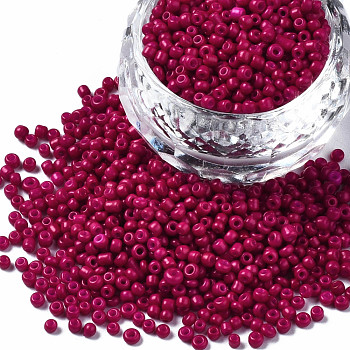 Glass Seed Beads, Baking Paint, Round Hole, Round, Medium Violet Red, 2~3x1.5~2mm, Hole: 0.8mm, about 450g/Pound