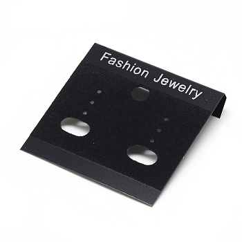 Plastic Earring Display Card, Rectangle, Black, Size: about 52mm long, 50mm wide.