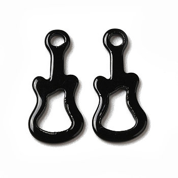 Spray Painted 201 Stainless Steel Charms, Guitar Charm, Black, 14x6x0.5mm, Hole: 1.2mm