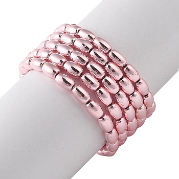 Electroplate Beads Strands, Oval, Pink, 4.5x3mm, Hole: 0.8mm, about 94~99pcs/strand, 16.93~18.11''(43~46cm)