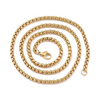 304 Stainless Steel Box Chain Necklaces, with Lobster Claw Clasps, Golden, 21.65 inch(55cm), 3.5mm