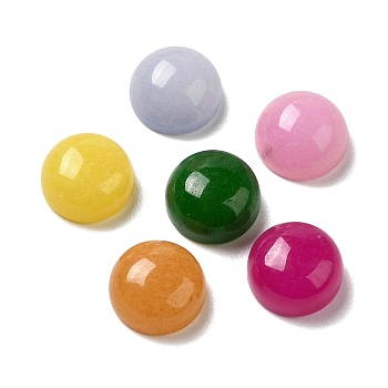 Natural White Jade Cabochons, Dyed, Half Round/Dome, Colorful, 8x4~4.5mm