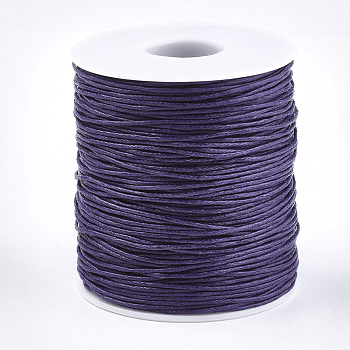 Waxed Cotton Thread Cords, Medium Purple, 1mm, about 10.93 yards(10m)/roll