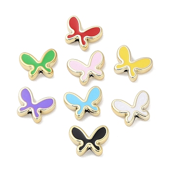 Plating Resin Butterfly Beads, with Enamel, Mixed Color, 15.5x20x5mm, Hole: 2mm