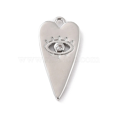 Real Platinum Plated Clear Heart Brass+Cubic Zirconia Pendants