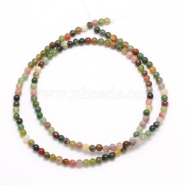 naturelles indiennes perles rondes en agate brins(G-N0166-23-3mm)-3