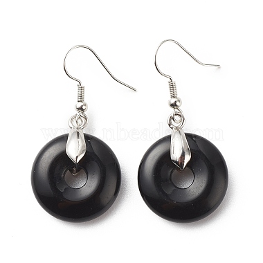 Boucles d'oreilles pendantes en obsidienne naturelle(EJEW-G300-01P-06)-2