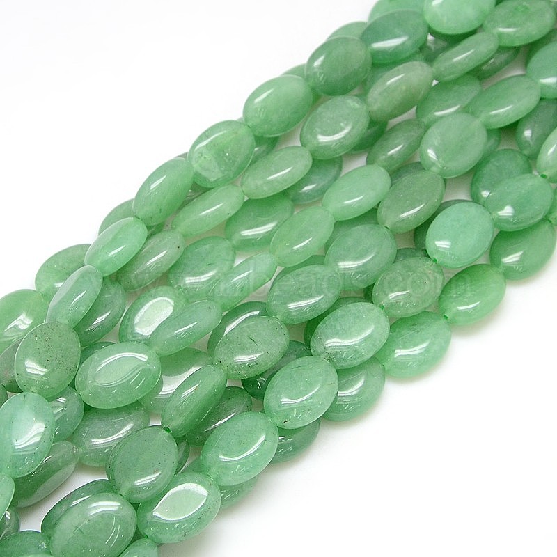 18mm green aventurine flat oval beads 15.5" strand 