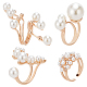 4Pcs 4 Styles Plastic Imitation Pearl Beaded Open Cuff Ring(RJEW-AN0001-18)-1