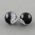Spray Painted Crackle Glass Beads Strands, Round, Black, 12mm, Hole: 1.3~1.6mm, 31.4 inch(X-CCG-Q002-12mm-11)