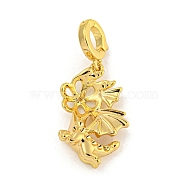 Long-Lasting Plated Brass Pendant Bails, for Half Drilled Beads, Dragon, Real 18K Gold Plated, 21.5x14.5x5.5mm, Hole: 5x4mm, Pin: 1mm(KK-O008-02B-G)