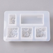 Silicone Molds, Resin Casting Molds, For UV Resin, Epoxy Resin Jewelry Making, Mountain, White, 92x64x21mm, Inner Size: 1: 12x20mm, 2: 20x45mm, 3/4/5: 20x20mm(DIY-WH0079-67)
