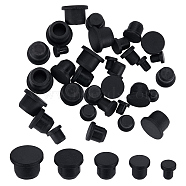 40Pcs 5 Style Silicone Hole Plugs, Snap in Hole Plugs, Post Pipe Insert End Caps, for Furniture Fencing, Round, Black, 9~18x8.5~12.5mm, 8pcs/style(AJEW-GF0008-05B)