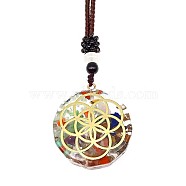 Resin & Natural & Synthetic Mixed Gemstone Pendant Necklaces, Flower, 25.59 inch(65cm)(OG4289-08)