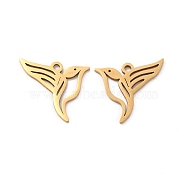 201 Stainless Steel Pendants, Bird Charms, Golden, 17x15.5x0.9mm, Hole: 1.4mm(STAS-K251-064G)