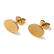 Vacuum Plating 304 Stainless Steel Stud Earrings, Plain Oval, Golden, 7.5x10mm(EJEW-Z040-14G)