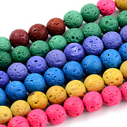 Synthetic Lava Rock Beads Strands, Dyed, Round, Mixed Color, 10mm, Hole: 1mm, about 39pcs/strand, 14.96 inch(38cm)(G-S247-10mm-M-1)