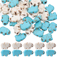 80Pcs 2 Colors Dyed Synthetic Turquoise Beads, Elephant, Mixed Color, 10x15x5mm, Hole: 2mm, 40pcs/color(G-SC0002-56)