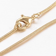 Brass Round Snake Chain Necklaces, with Lobster Claw Clasps, Real 18K Gold Plated, 17.71 inch(45cm)(X-MAK-L009-08G)