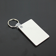 Sublimation Double-Sided Blank MDF Keychains, with Platinum Plated Iron Split Key Rings, Rectangle, White, 60x40x3mm(KEYC-TAC0006-01)