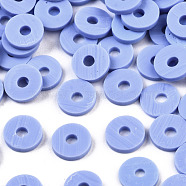 Handmade Polymer Clay Beads, Disc/Flat Round, Heishi Beads, Cornflower Blue, 4x1mm, Hole: 1mm, about 55000pcs/1000g(CLAY-R067-4.0mm-B32)